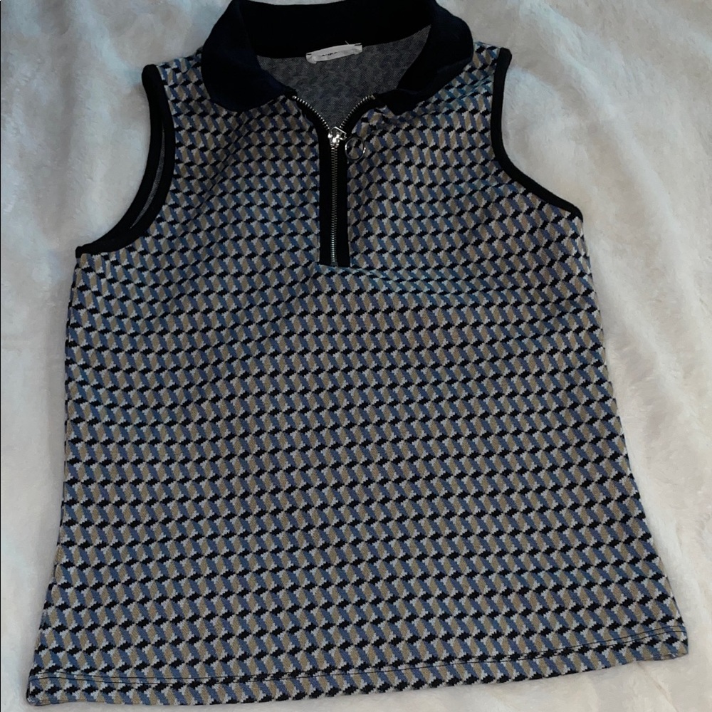 Cache Cache size S sleeveless top-black/blue/tan